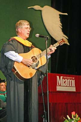 Francis Collins, M.D., Ph.D., director of the National Human Genome Research Institute of the National Institutes of Health, serenaded graduating medical students Saturday.