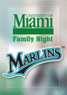 You can pick up tickets for UM Family Night with the Florida Marlins on the medical campus starting next Wednesday, July 18.