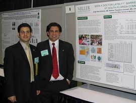 Medical students Jorge Alex Alvarez (left) and Nathan T. Connell co-authored one of the four winning research posters at the American College of Physicians' annual national meeting.