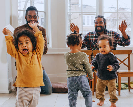 toddlers playing with parents