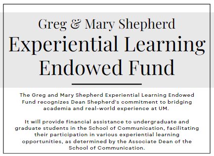 shepherd experiential learning fund